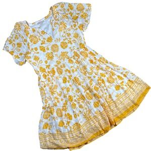 Skies Are Blue Women's Floral Print Dress with Ruffle Hem V-Neck Short Length‎ S